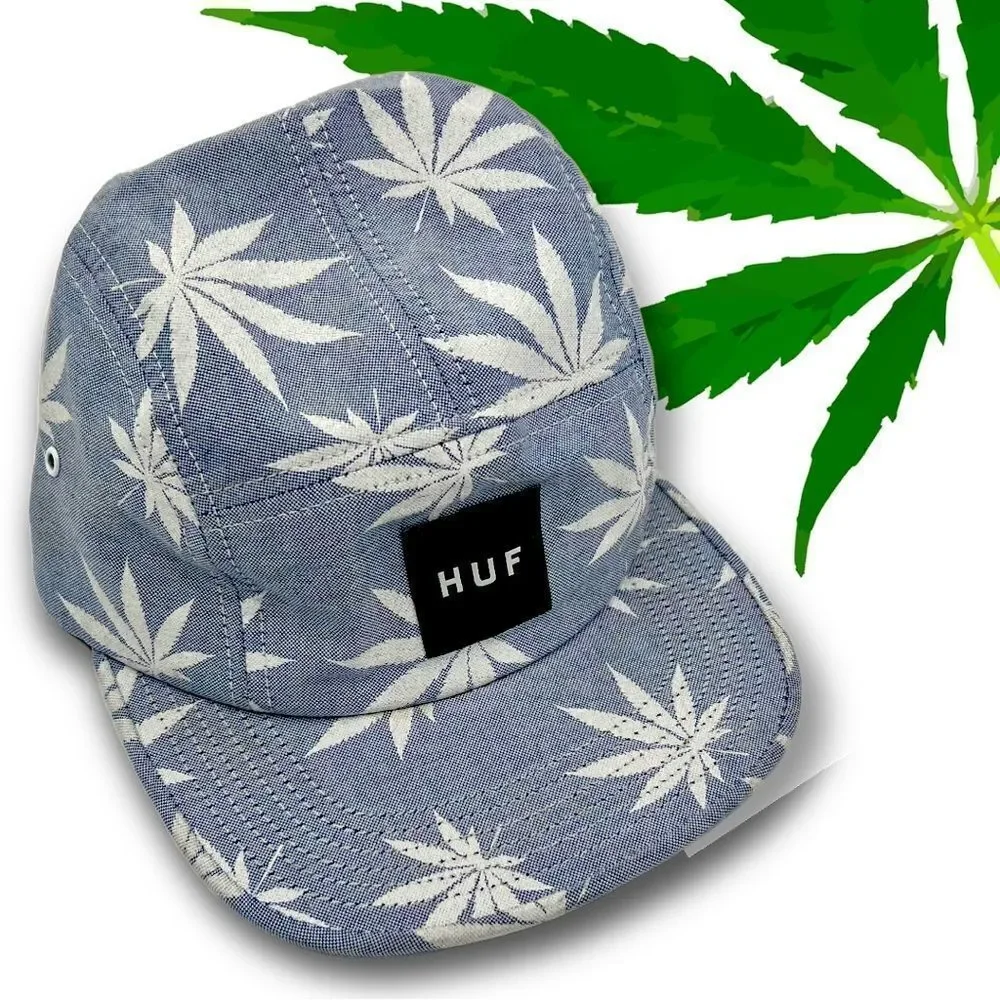 Huf Plantlife 5 panel adjustable hat Cap Marijuana Weed Lt Blue Unisex